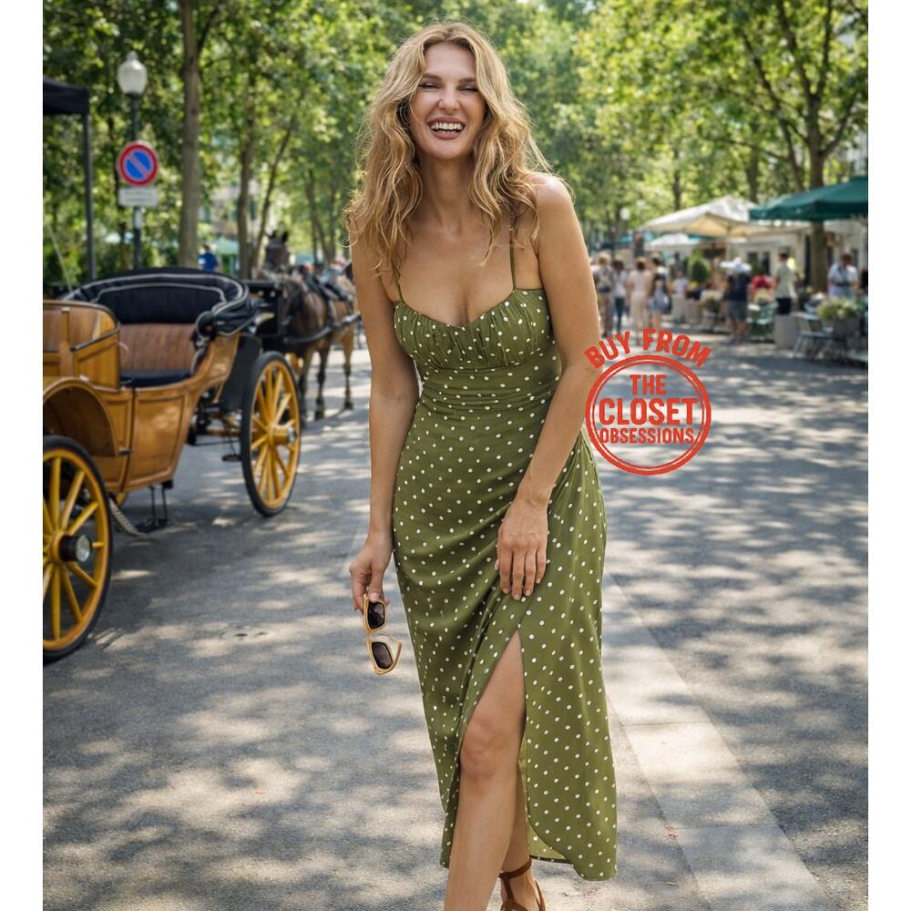 ZARA Blogger Fave Printed Ruched Midi Dress NWT LAST ONE!!! 💚
